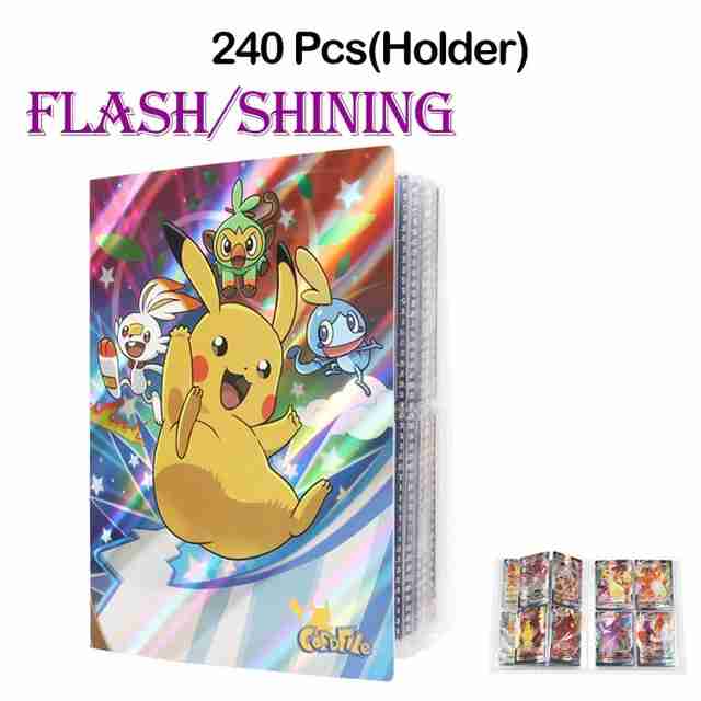 Flassh Shining 240Pcs Halter Album Spielzeug Sammlungen Pokemon Karten Album Buch