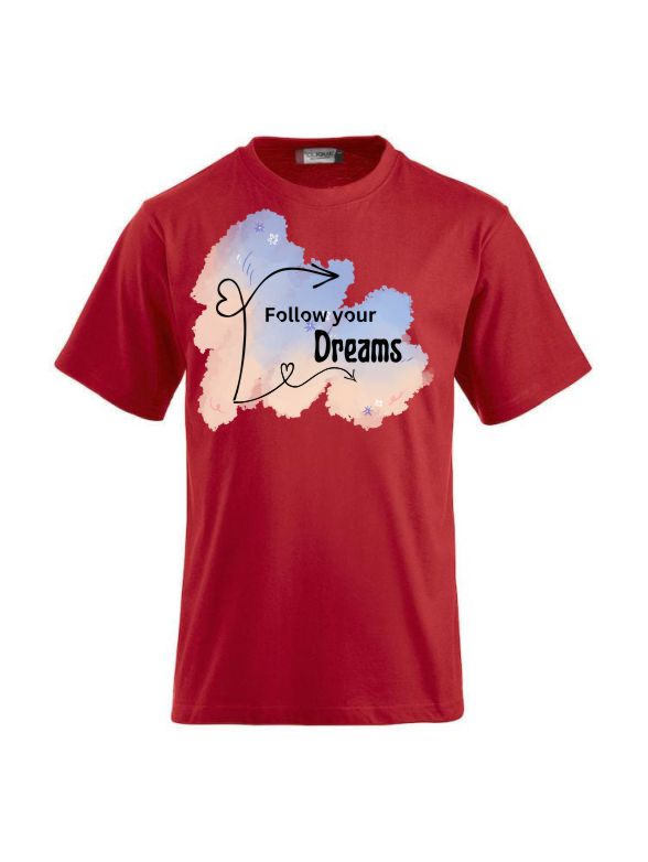 Follow yoFunshirts bedrucken mit Spruch Follow your Dreams T-Shirt Rot