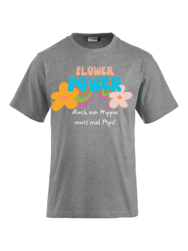 Funshirts bedrucken mit Spruch - Flower Power auch ein Hippie muss mal Pipi! Rot