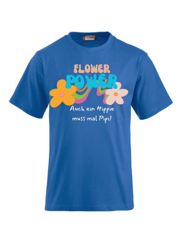 Funshirts bedrucken mit Spruch - Flower Power auch ein Hippie muss mal Pipi! Rot