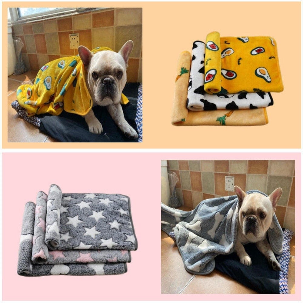 Soft flannel pet dog blanket cartoon print cat and dog bed sheet warm and comfortable pet blanket universal warm pet supplies - WERBE-WELT.SHOP