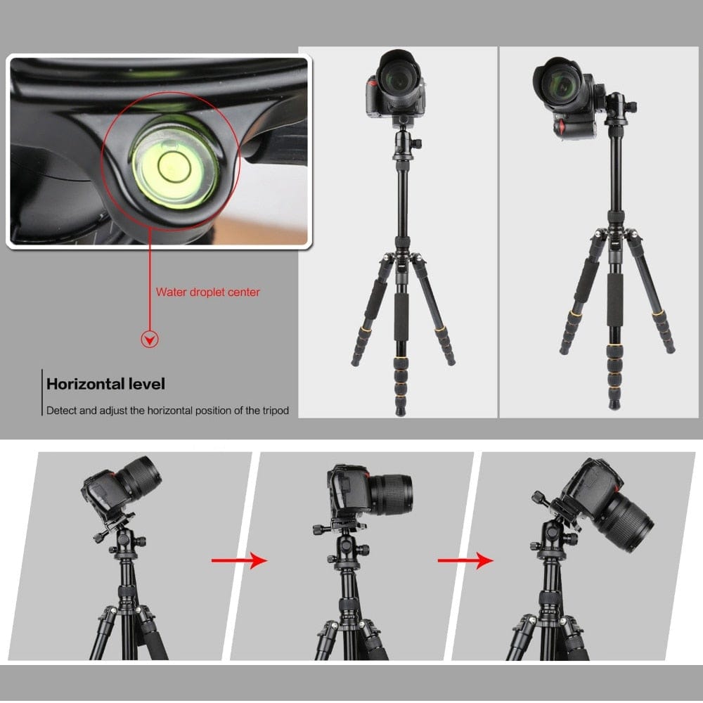 Q666 Lightweight Camera Tripod Stand Stativ trípode Portable Professional Aluminum Travel Monopod Ball Head Compact for DSLRs - WERBE-WELT.SHOP