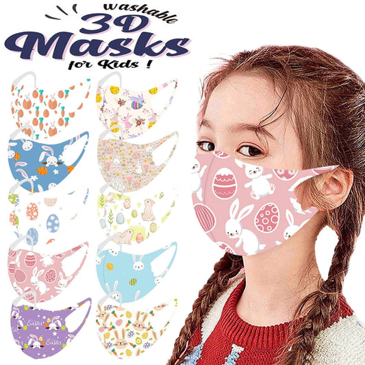 Child Cartoon Print Face Masks Breathable Safe Protection Stretch Mask Kids Easter Face Reusable Earloop Bandage Masques 0-3 Y - WERBE-WELT.SHOP