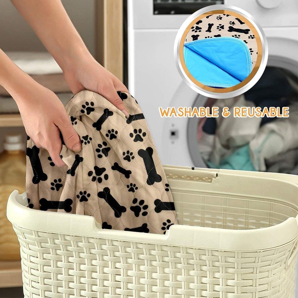 Reusable Pet Urine Pad Washable Dog Cat Diaper Mat 3 Layer Absorbent Dogs Diapers Pads Bone Paw Print For Sofa Bed Floor - WERBE-WELT.SHOP