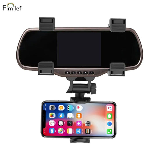 Fimilef Car Rearview Mirror Phone Holder Adjustable Phone Stand black Smartphone Car Holder for Phone Mobile Phone Accessories - WERBE-WELT.SHOP