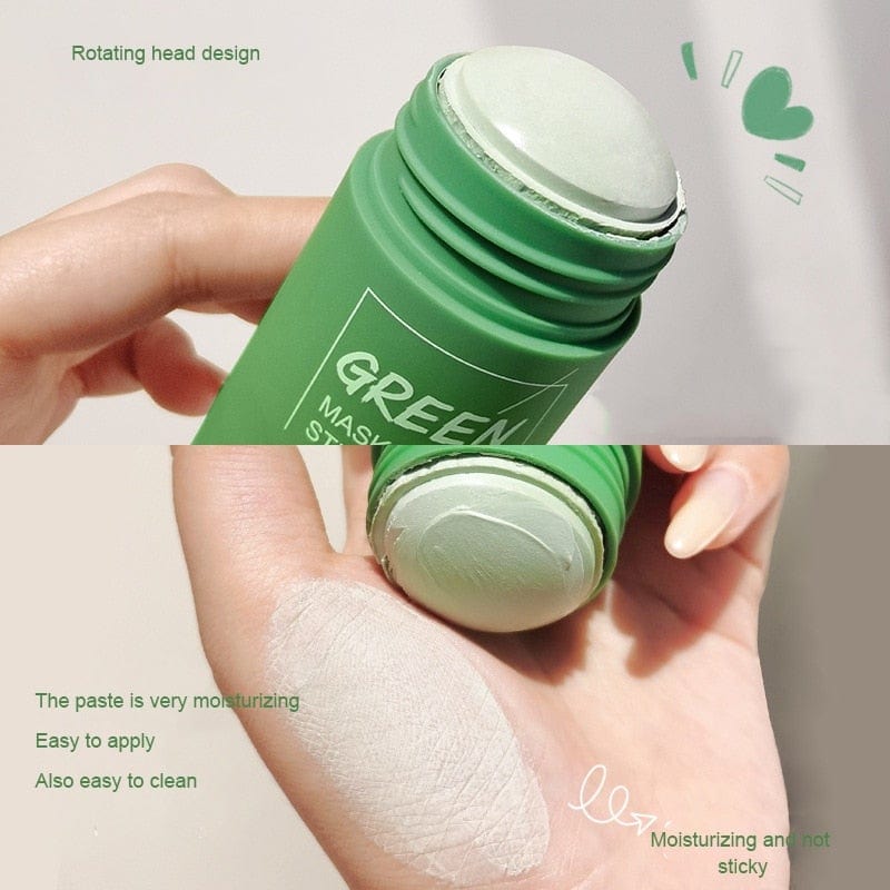 Green Tea Mask Solid Face Mask Stick Oil Control Moisturizing Cleaning Mask Acne Treatment Blackhead Remove Pores Purifying - WERBE-WELT.SHOP
