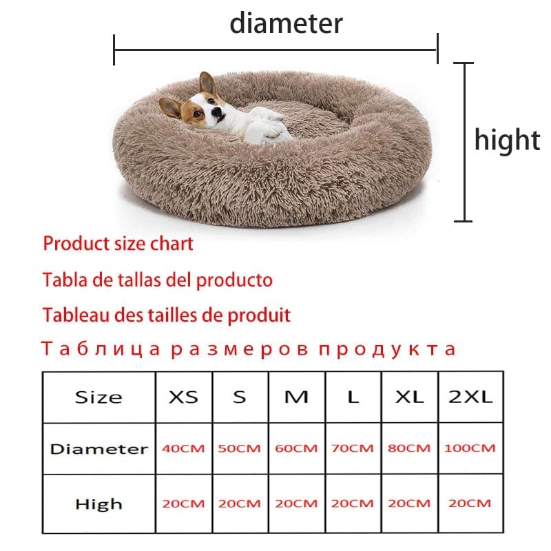 Long Plush Dog Bed Cushion Large Dogs Bed House Pet Round Cushion Bed Pet Kennel Super Soft Fluffy Comfortable for Cat Dog House - WERBE-WELT.SHOP