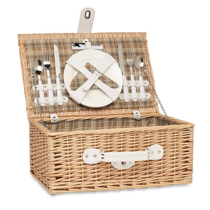 Picknickkorbset für 2 Personen aus Weidengeflecht - WERBE-WELT.SHOP