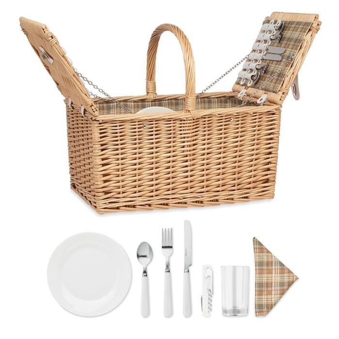 Picknickkorbset für 4 Personen aus Weidengeflecht - WERBE-WELT.SHOP