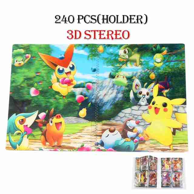 Pikachu Sterio 240Pcs Halter Album Spielzeug Sammlungen Pokemon Karten Album Buch neue geladenen Liste Spielzeug Geschenk für Kinder