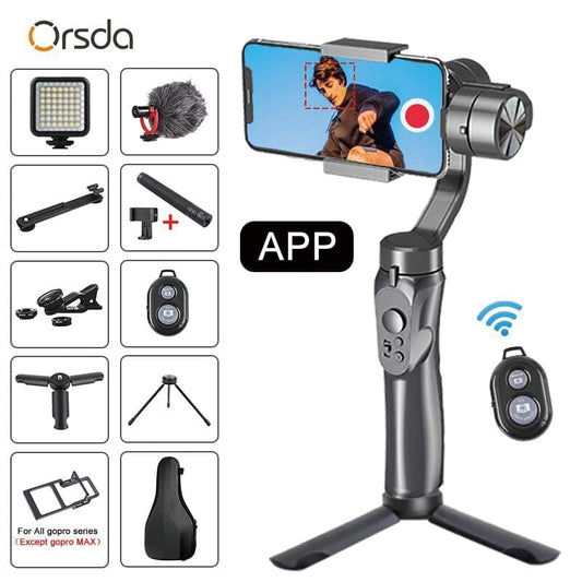 Orsda New F6 3-axis Gimbal Stabilizer Gopro Camera Stabilizer Shandheld Selfie Stick Tripod for Smartphone Connection Bluetooth - WERBE-WELT.SHOP