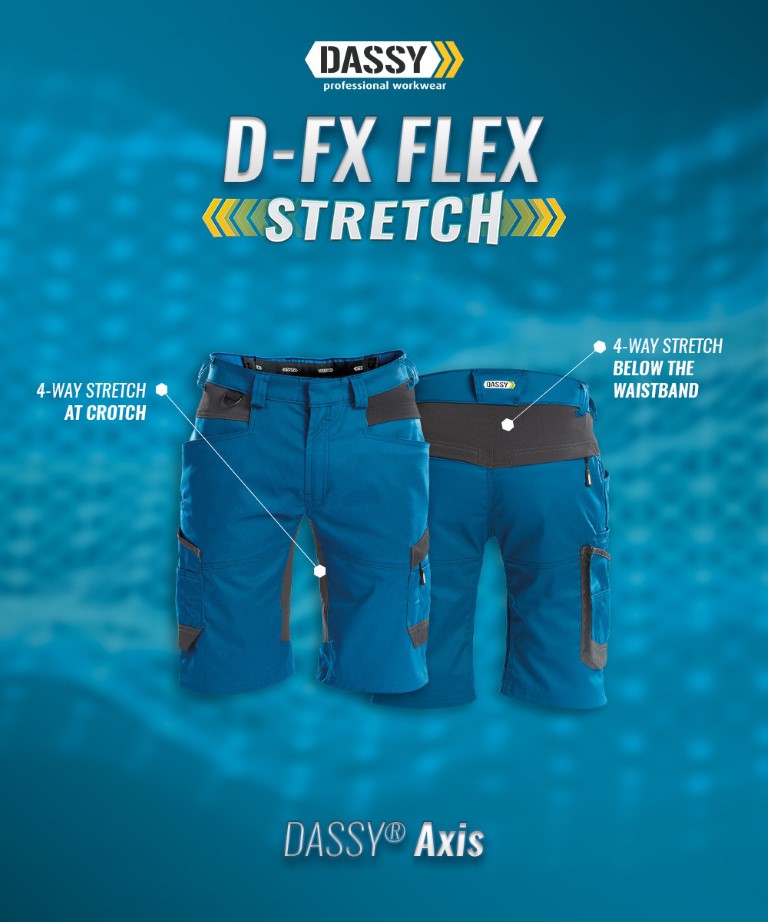 Dassy Arbeitsbekleidung - Kurze Hose mit Ihrem Firmenlogo - Axis Strech