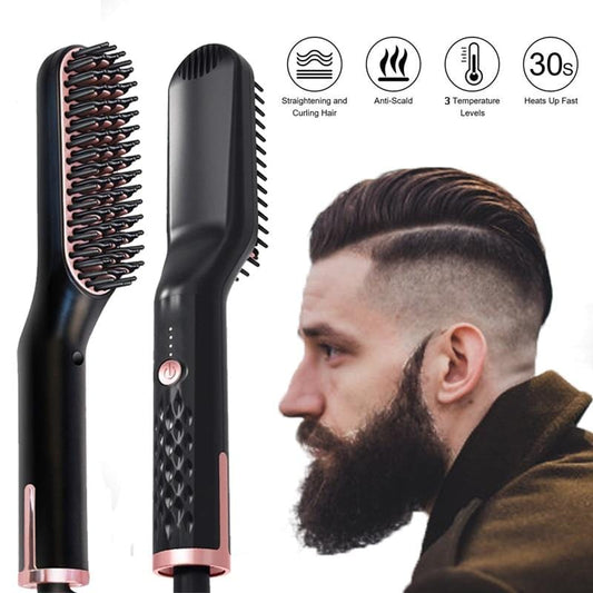 Männer Bartglätter Heißer Heizkamm Haarglätter Bürste Mutifunktionaler Haarkamm Glätteisen Haarglättungsbürste - WERBE-WELT.SHOP