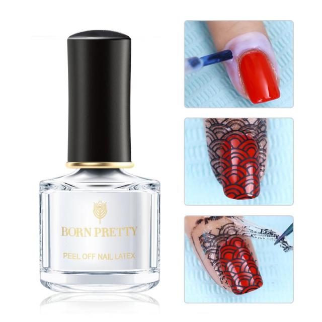 BORN PRETTY 7ml 48 Colors Nail Stamping Polish Nail Art Varnish with Peel Off Nail Latex Black White Colorful Stamp Polish