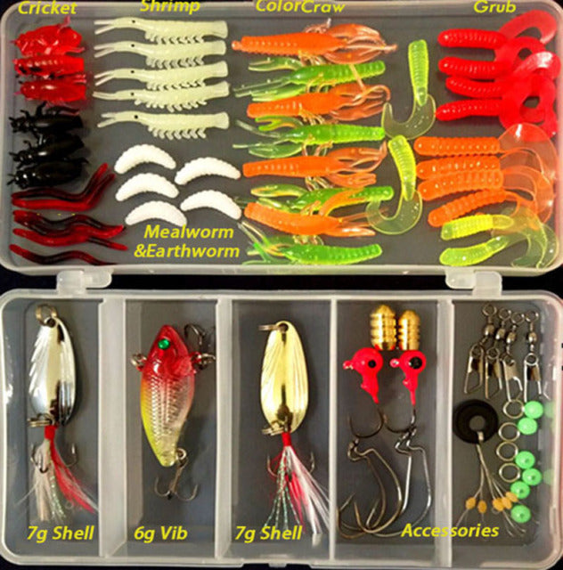 Kit Fishing Lures Set Hard Artificial Wobblers Metal Jig Spoons Soft Lure Fishing Silicone Bait Fishing Tackle Accessories Pesca