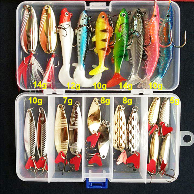 Kit Fishing Lures Set Hard Artificial Wobblers Metal Jig Spoons Soft Lure Fishing Silicone Bait Fishing Tackle Accessories Pesca