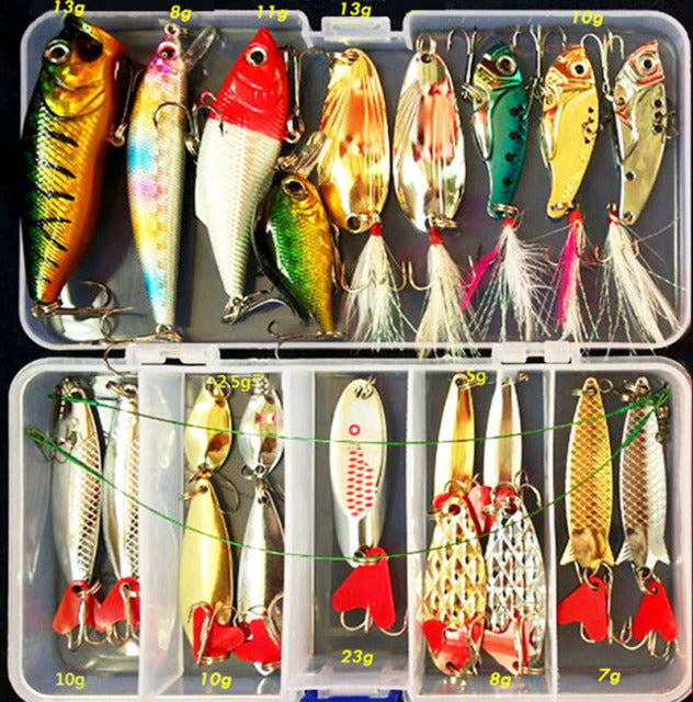 Kit Fishing Lures Set Hard Artificial Wobblers Metal Jig Spoons Soft Lure Fishing Silicone Bait Fishing Tackle Accessories Pesca