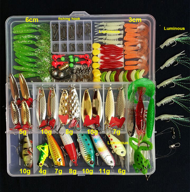 Kit Fishing Lures Set Hard Artificial Wobblers Metal Jig Spoons Soft Lure Fishing Silicone Bait Fishing Tackle Accessories Pesca