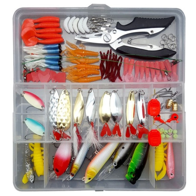 Kit Fishing Lures Set Hard Artificial Wobblers Metal Jig Spoons Soft Lure Fishing Silicone Bait Fishing Tackle Accessories Pesca