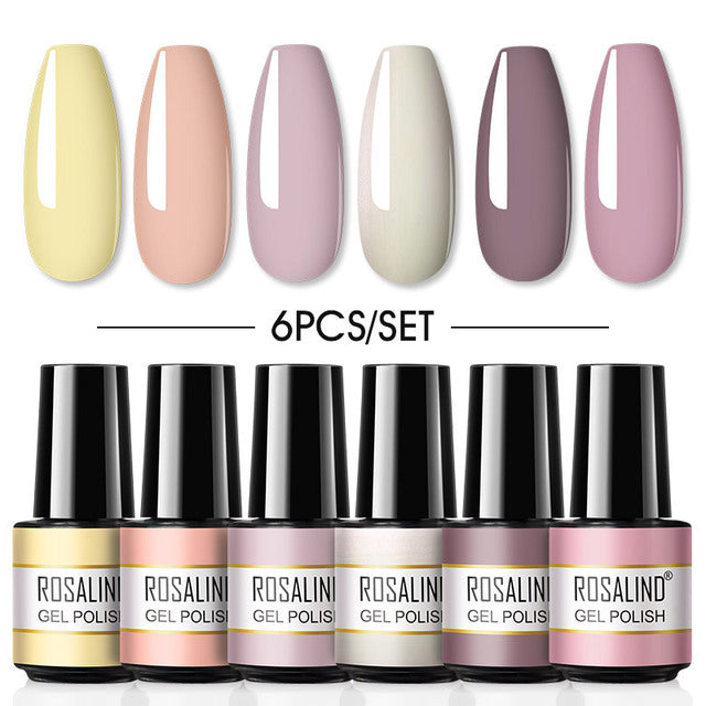 ROSALIND 7ML Gel Nail Polish Set 4/6PCS Vernis Semi Permanent Nail Polish Kit Summer Series Hybrid Varnishes All For Manicure