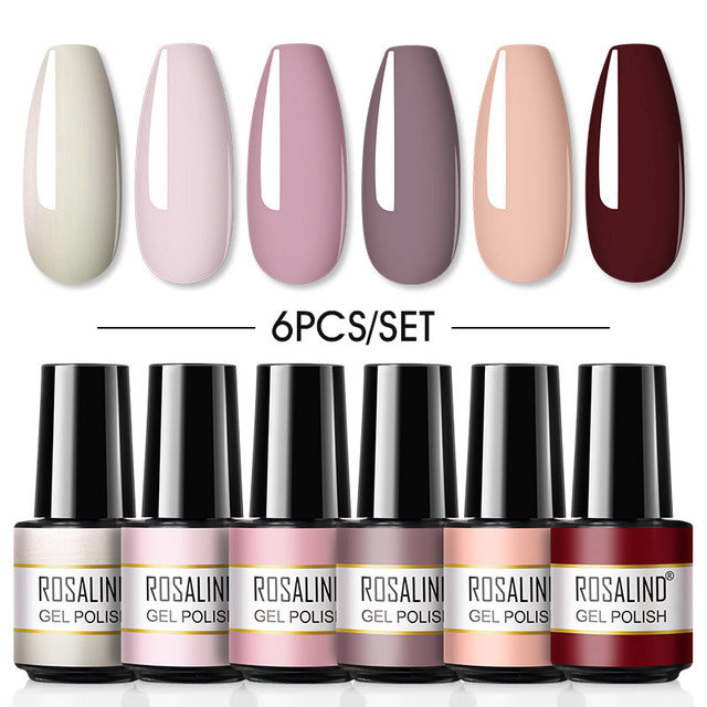 ROSALIND 7ML Gel Nail Polish Set 4/6PCS Vernis Semi Permanent Nail Polish Kit Summer Series Hybrid Varnishes All For Manicure