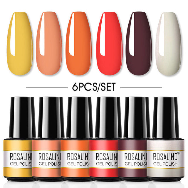 ROSALIND 7ML Gel Nail Polish Set 4/6PCS Vernis Semi Permanent Nail Polish Kit Summer Series Hybrid Varnishes All For Manicure