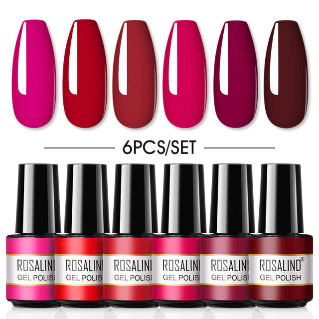 ROSALIND 7ML Gel Nail Polish Set 4/6PCS Vernis Semi Permanent Nail Polish Kit Summer Series Hybrid Varnishes All For Manicure