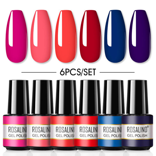 ROSALIND 7ML Gel Nail Polish Set 4/6PCS Vernis Semi Permanent Nail Polish Kit Summer Series Hybrid Varnishes All For Manicure