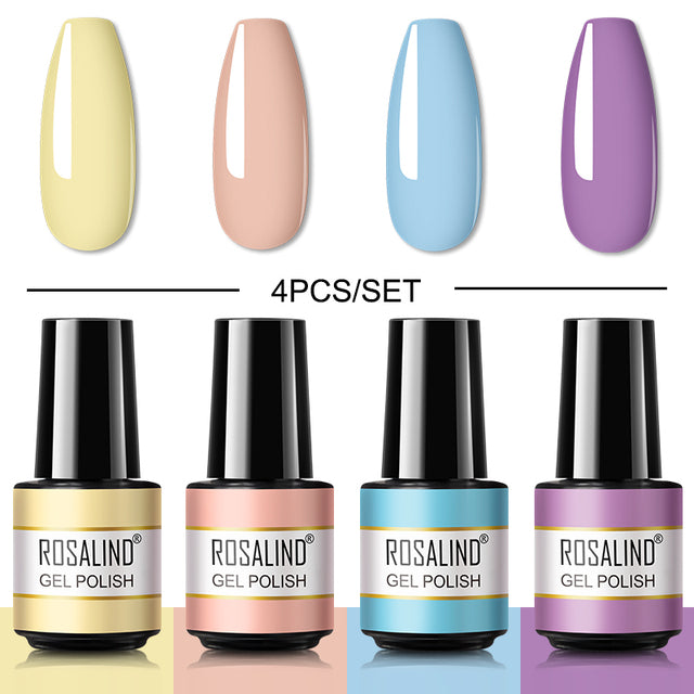 ROSALIND 7ML Gel Nail Polish Set 4/6PCS Vernis Semi Permanent Nail Polish Kit Summer Series Hybrid Varnishes All For Manicure