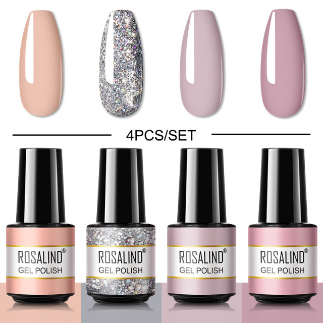 ROSALIND 7ML Gel Nail Polish Set 4/6PCS Vernis Semi Permanent Nail Polish Kit Summer Series Hybrid Varnishes All For Manicure