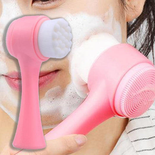 Face Brush fiber cleansing brush facial massage skin care tool Double Side Massage Portable 3D Silicone Skin Care Cleansing Tool - WERBE-WELT.SHOP