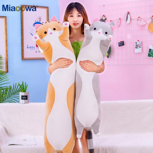 130 cm süße weiche lange Katze Kissen Plüschtiere gefüllt Pause Büro Nickerchen Kissen Bett Schlafkissen Wohnkultur Geschenk Puppe für Kinder Mädchen - WERBE-WELT.SHOP