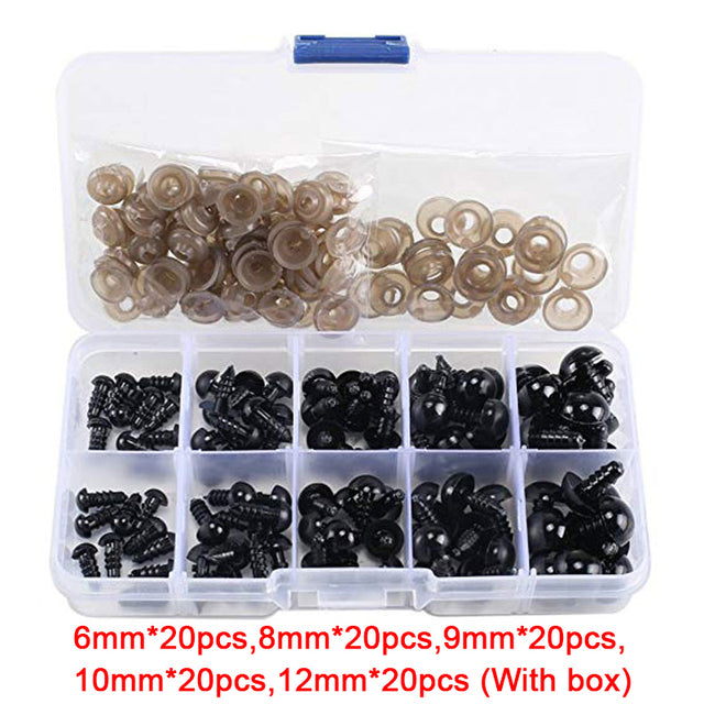 Augen für Plüschtiere 100er Pack 6-12mm schwarze Augen für Bär - DIY Zubehör