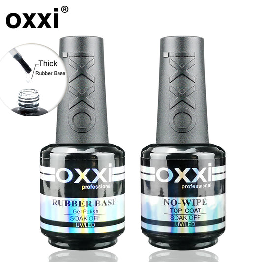 OXXI 15ml Base and Top Coat for Gel Polish Semi-permanent Varnish Rubber Top Coat y Base Coat Gellac uv led Permanent Enamel Lak