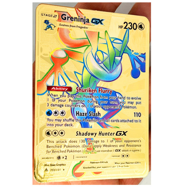 Pokemon 27 Styles New Mewtwo GX MEGA Gold Metal Card Super Game Collection Anime Cards Toys for Children Christmas Gift