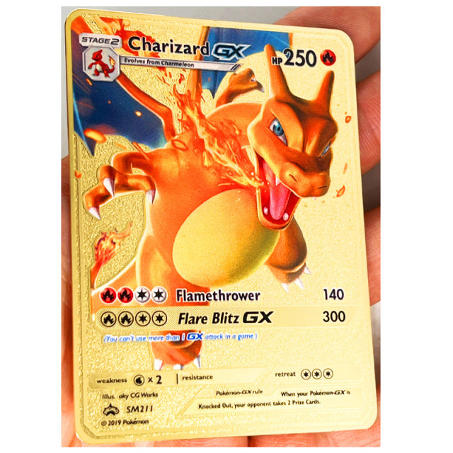 Pokemon 27 Styles New Mewtwo GX MEGA Gold Metal Card Super Game Collection Anime Cards Toys for Children Christmas Gift