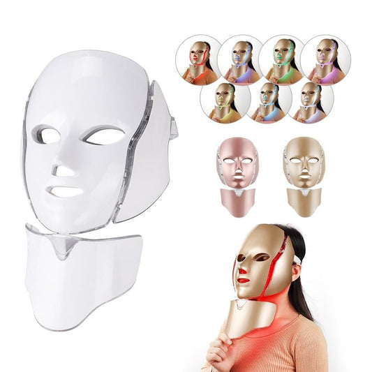 Foreverlily 7 Colors Light LED Facial Mask With Neck Skin Rejuvenation Face Care Treatment Beauty Anti Acne Therapy Whitening - WERBE-WELT.SHOP
