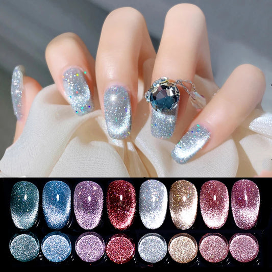 SKVP Gel Nail Polish Cat Eye Gel Semi Permanent Uv Varnish Gel Nail Art 8ML Glitter Effect Off Nail Polish Gel For Nails Design