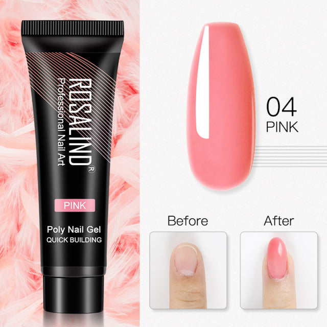 ROSALIND Pure Color Poly Nail Polish Gel Acrylic Extension Semi Permanent Crystal Jelly Art Design Extension Glue 15ML/30ML