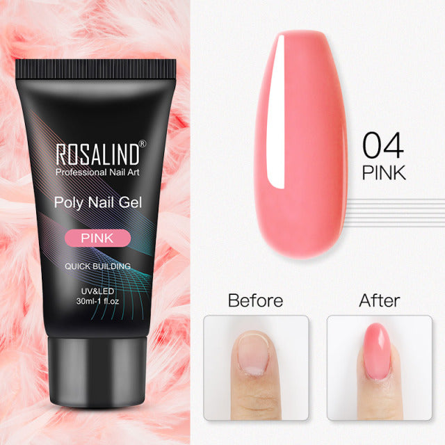 ROSALIND Pure Color Poly Nail Polish Gel Acrylic Extension Semi Permanent Crystal Jelly Art Design Extension Glue 15ML/30ML