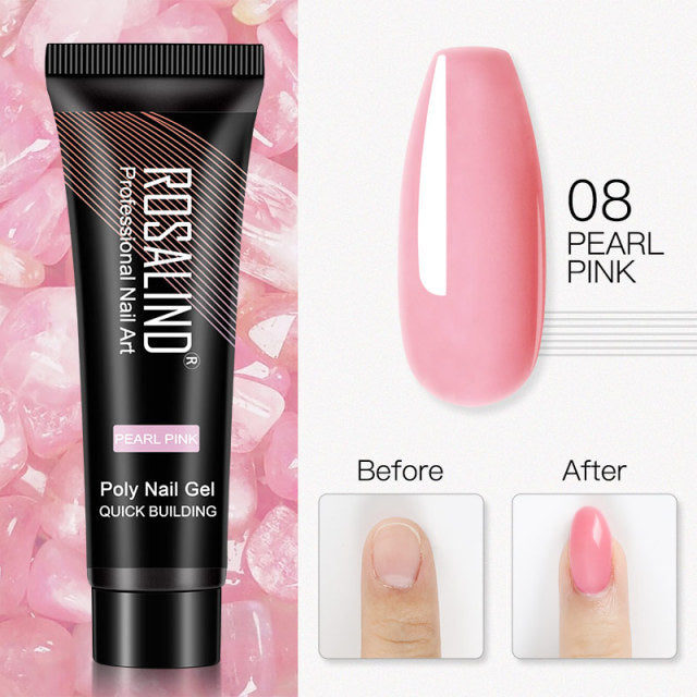 ROSALIND Pure Color Poly Nail Polish Gel Acrylic Extension Semi Permanent Crystal Jelly Art Design Extension Glue 15ML/30ML