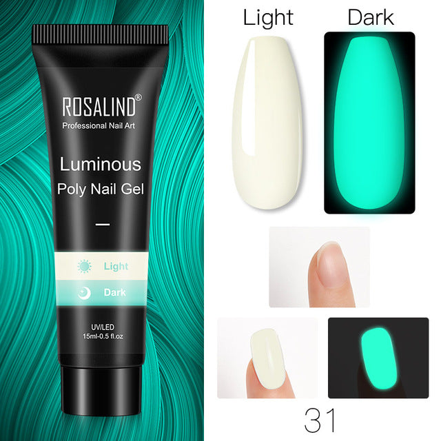 ROSALIND Pure Color Poly Nail Polish Gel Acrylic Extension Semi Permanent Crystal Jelly Art Design Extension Glue 15ML/30ML