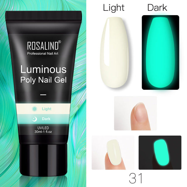 ROSALIND Pure Color Poly Nail Polish Gel Acrylic Extension Semi Permanent Crystal Jelly Art Design Extension Glue 15ML/30ML