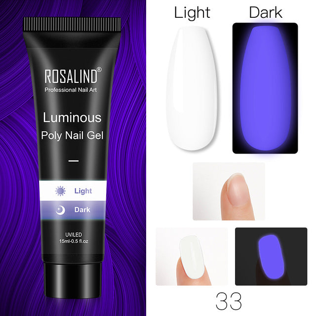 ROSALIND Pure Color Poly Nail Polish Gel Acrylic Extension Semi Permanent Crystal Jelly Art Design Extension Glue 15ML/30ML