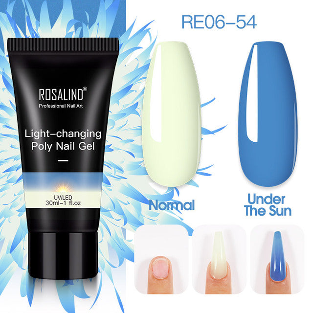 ROSALIND Pure Color Poly Nail Polish Gel Acrylic Extension Semi Permanent Crystal Jelly Art Design Extension Glue 15ML/30ML