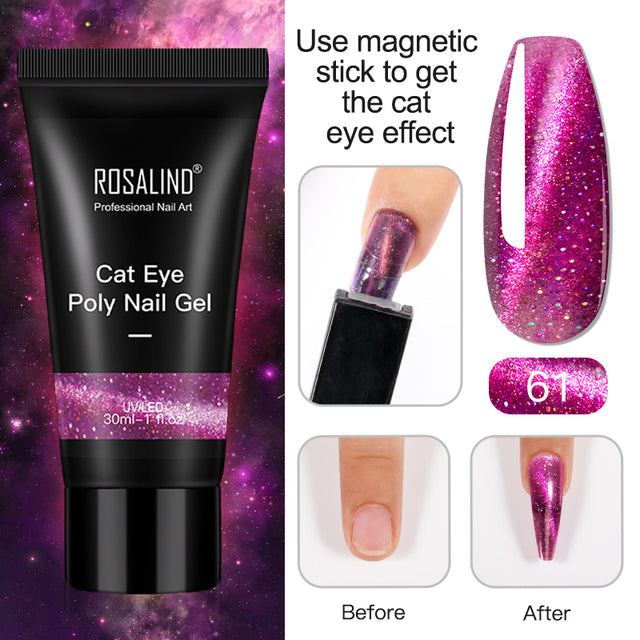 ROSALIND Pure Color Poly Nail Polish Gel Acrylic Extension Semi Permanent Crystal Jelly Art Design Extension Glue 15ML/30ML