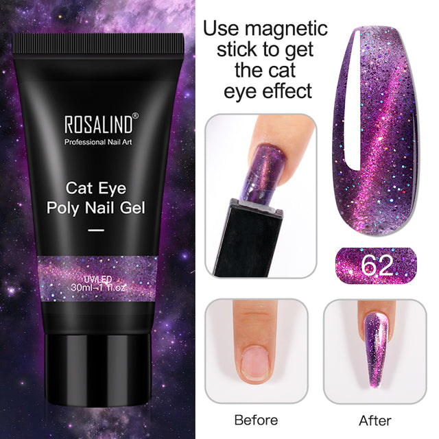 ROSALIND Pure Color Poly Nail Polish Gel Acrylic Extension Semi Permanent Crystal Jelly Art Design Extension Glue 15ML/30ML