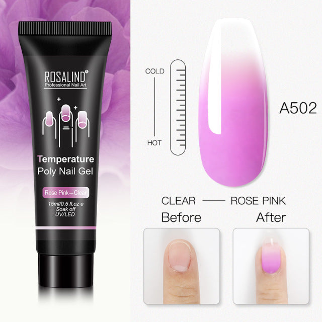 ROSALIND Pure Color Poly Nail Polish Gel Acrylic Extension Semi Permanent Crystal Jelly Art Design Extension Glue 15ML/30ML