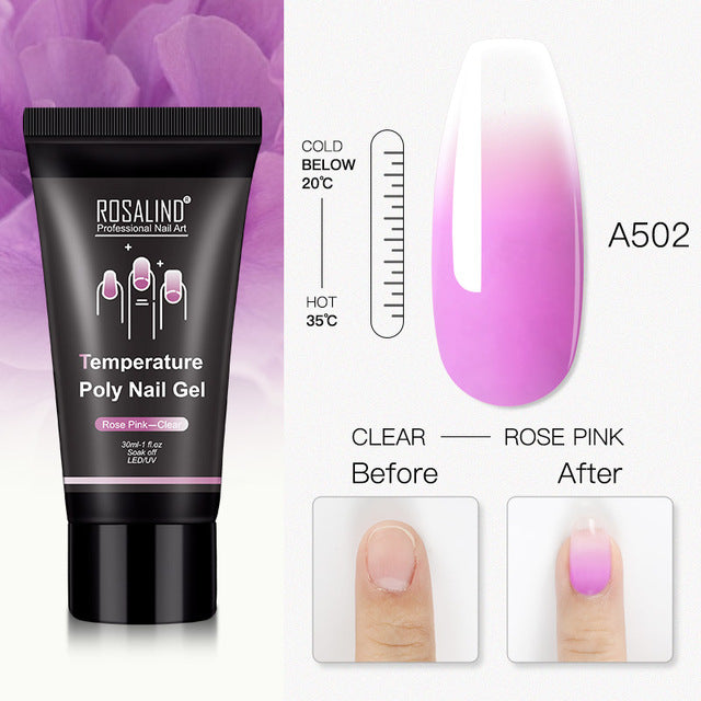 ROSALIND Pure Color Poly Nail Polish Gel Acrylic Extension Semi Permanent Crystal Jelly Art Design Extension Glue 15ML/30ML