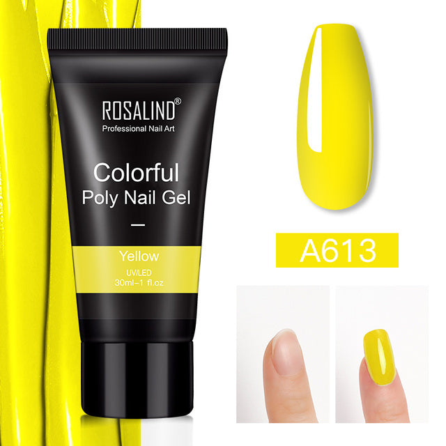 ROSALIND Pure Color Poly Nail Polish Gel Acrylic Extension Semi Permanent Crystal Jelly Art Design Extension Glue 15ML/30ML